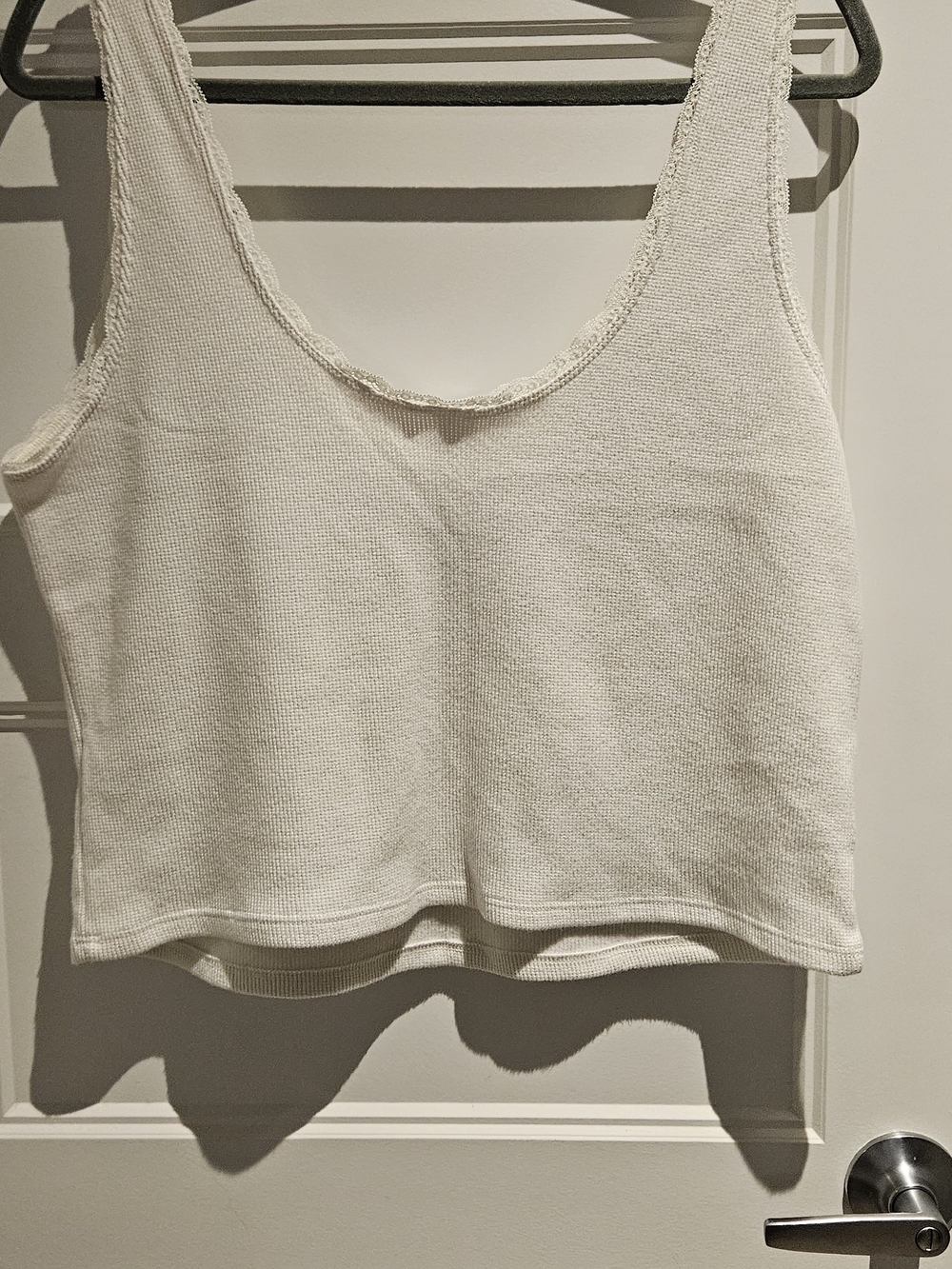 Gilly Hicks Off-White Ribbed Lace-Edge Tank - Picture 2 of 4